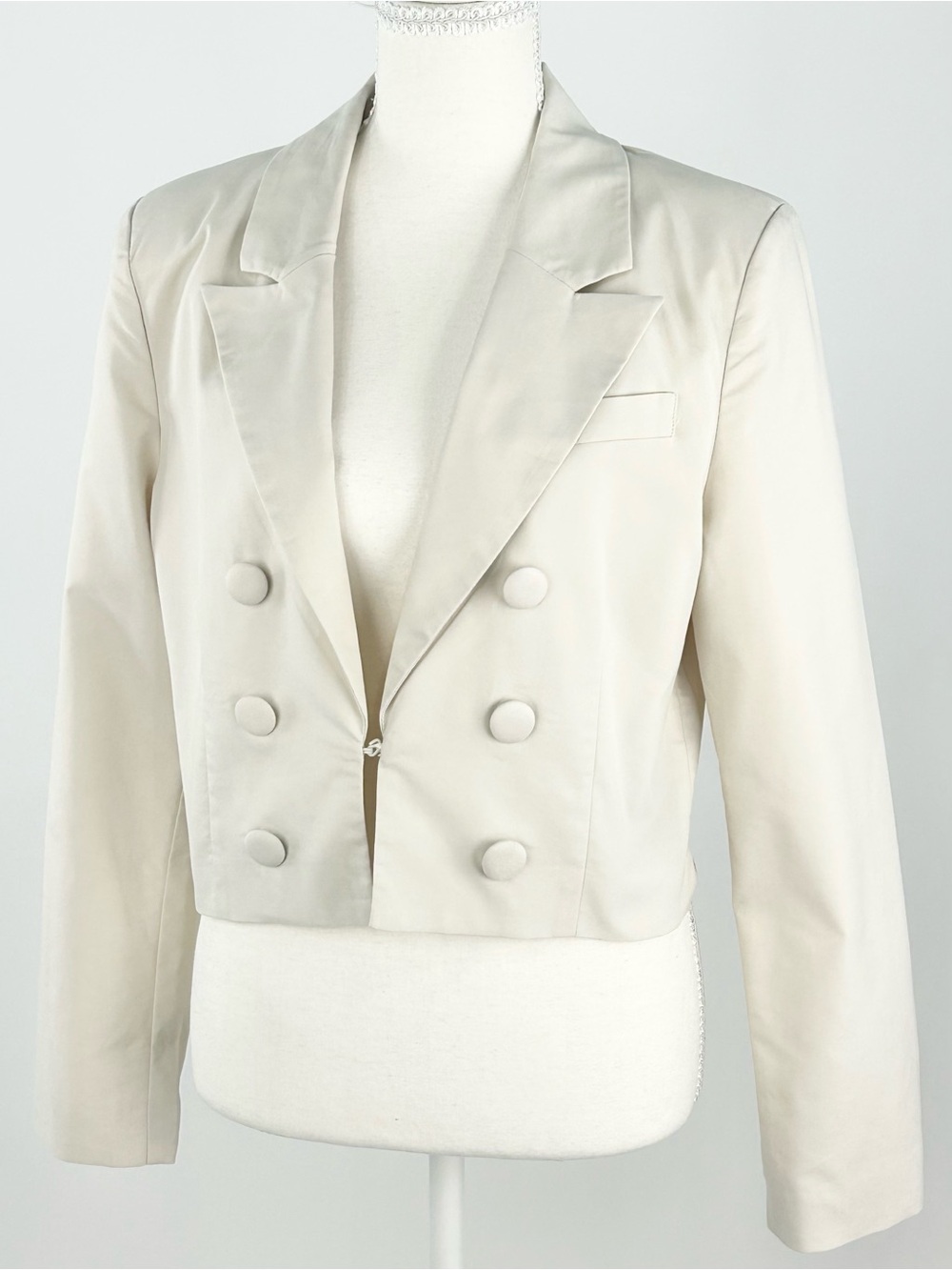 7 For All Mankind Ivory Cropped Double Breasted Blazer Jacket M Bridal